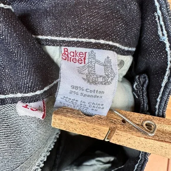 Baker Street Denim Dark Blue Heavy Stitch Crop Cuffed NWT Jeans Size 15 - Picture 6 of 13